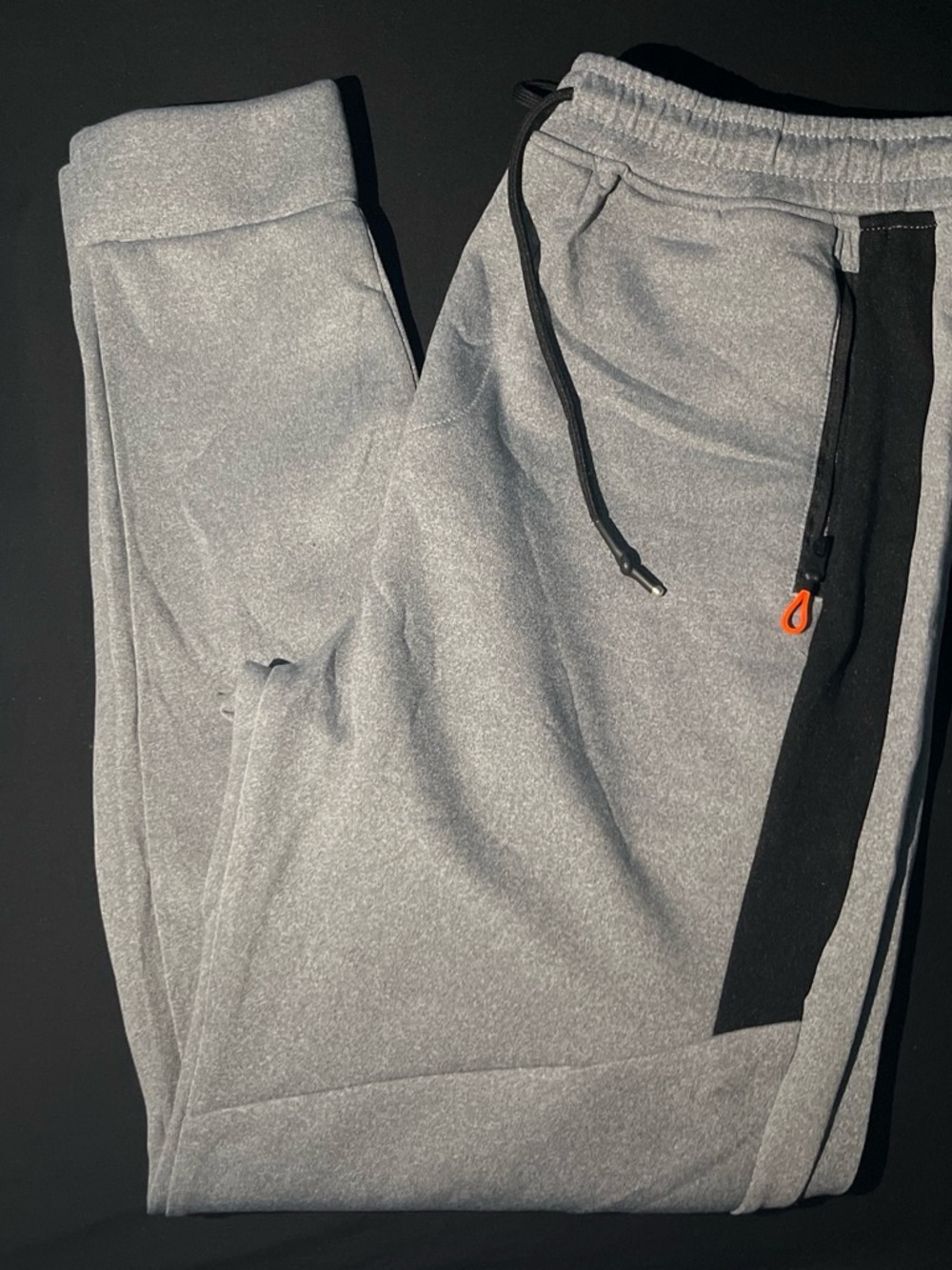 Men's Light Gray Athletic Jogger Sweatpants with Black Side Panel
